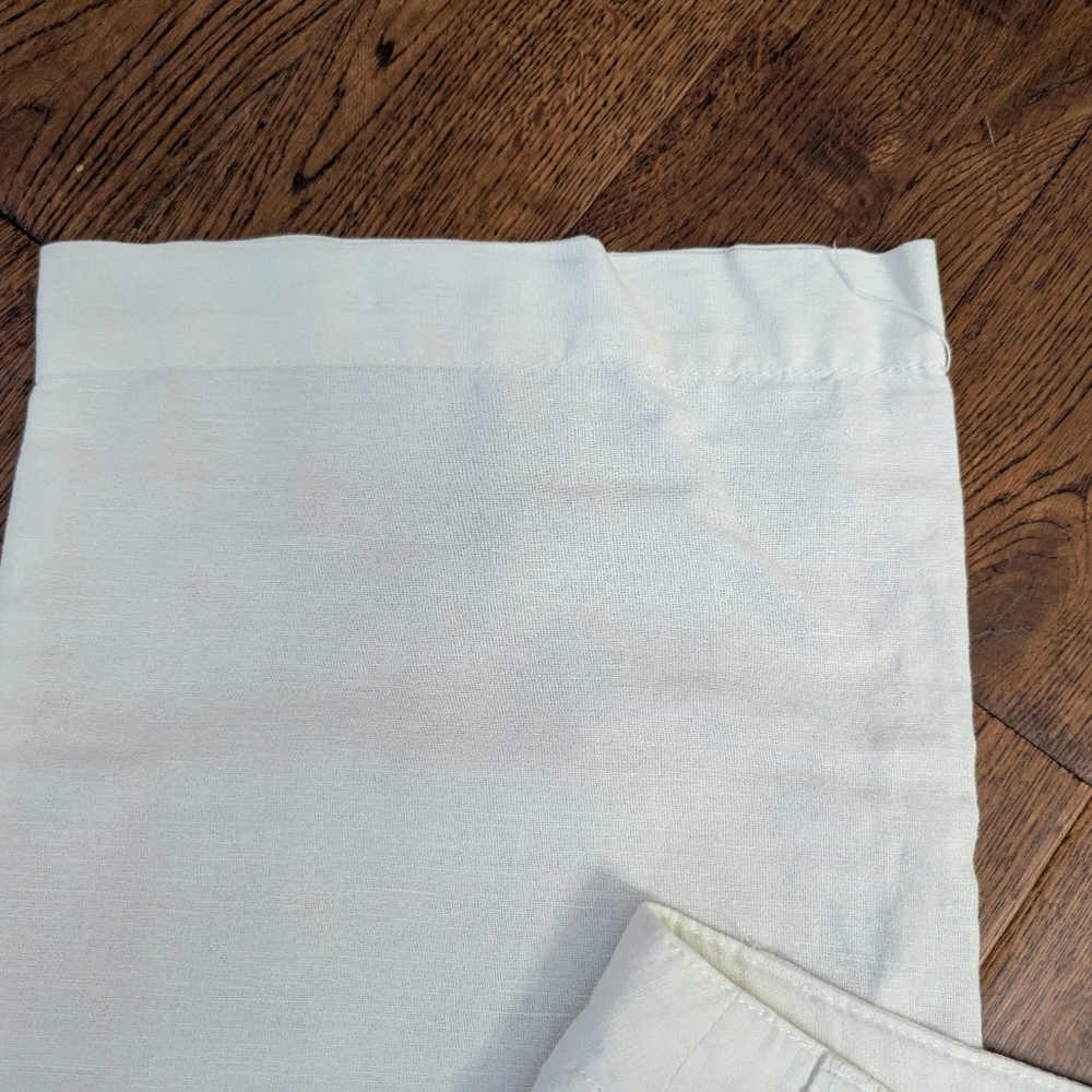 EUC Ladies Converse One Star ⭐ White Linen Cotton Wide Leg Drawstring Pants Sz 4 - Picture 6 of 10